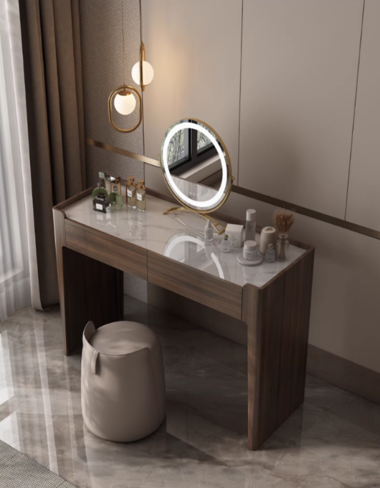 Hatcher Dressing Table With Mirror, Sintered Stone