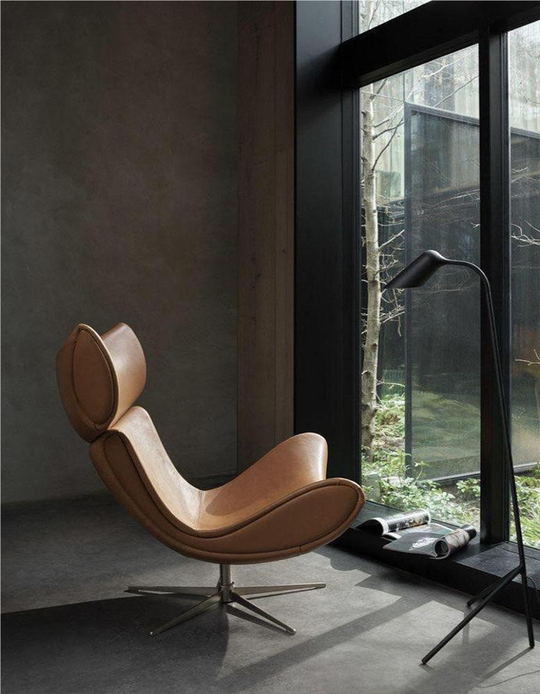 IMOLA Style Chair with Stool In Brown Premium Leather