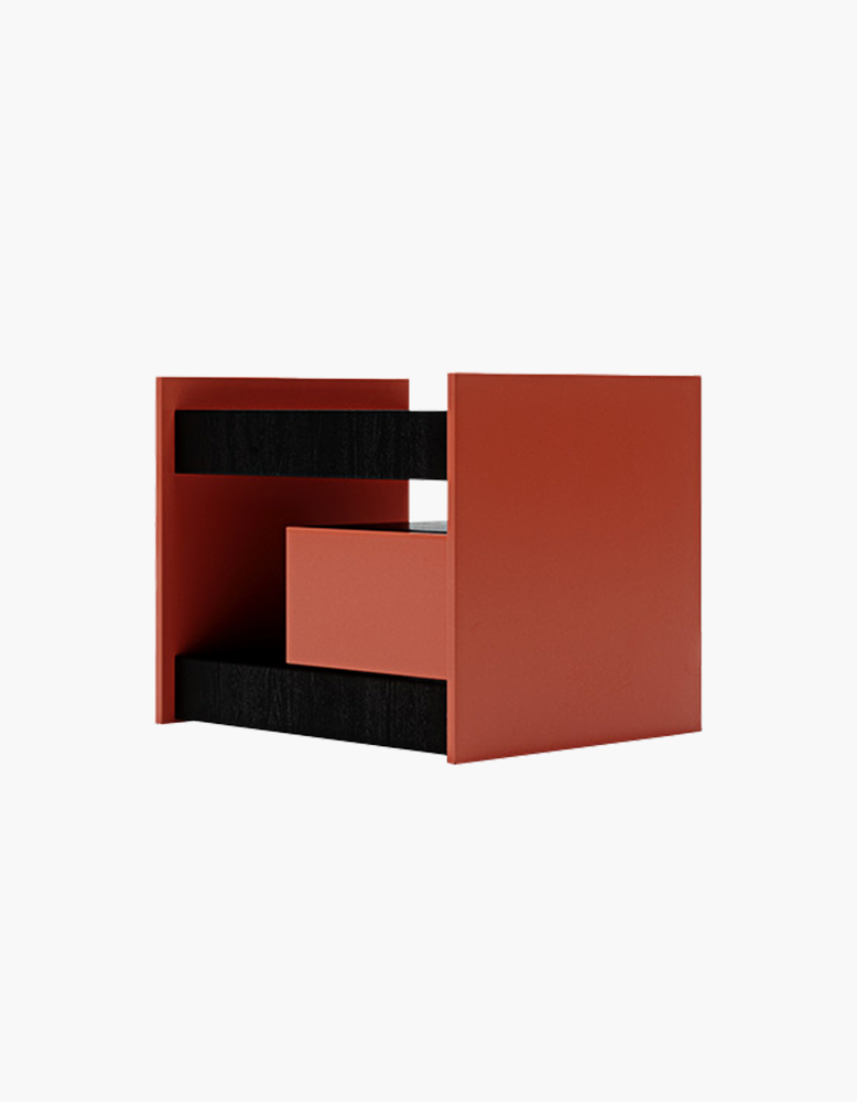 Ambrose Wooden Bedside Table, Red
