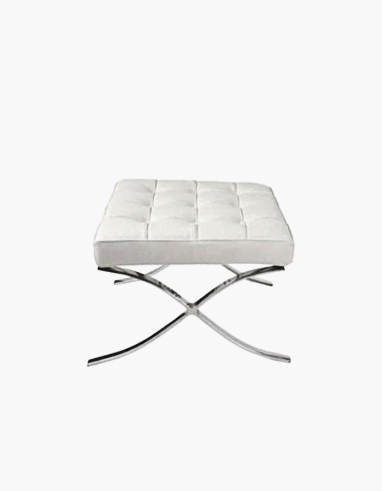 Barcelona Ottoman, Real Leather, White