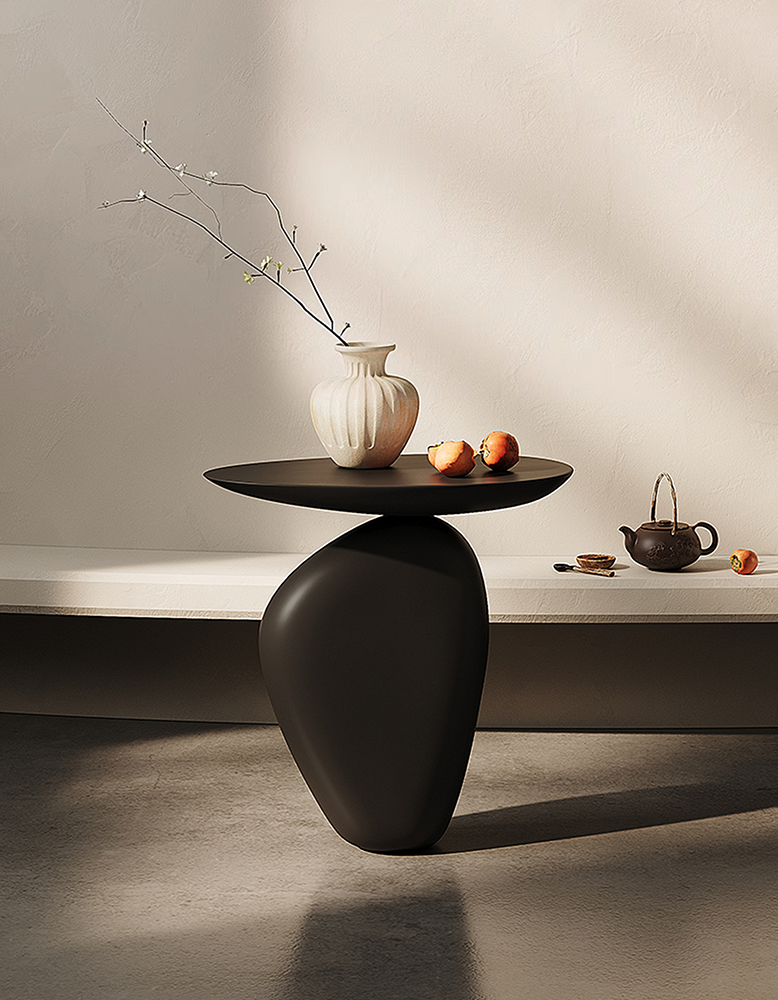 Felicity Stone Shape Side Table, Black