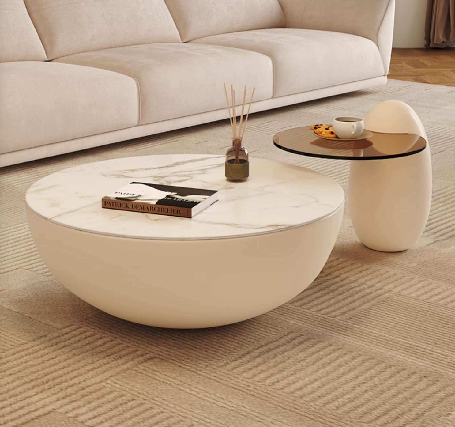 Oliver Marble Coffee Table, White｜ DC Concept