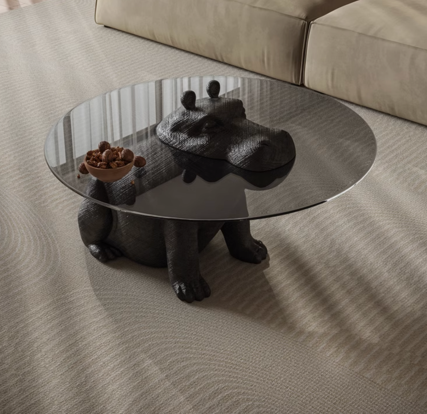 Hippo Side Table, Glass