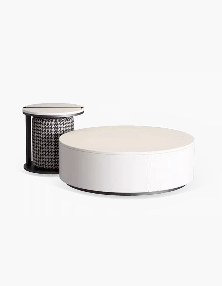 Aria Marble Coffee Table Set, WIth a Mini Stool｜ DC Concept