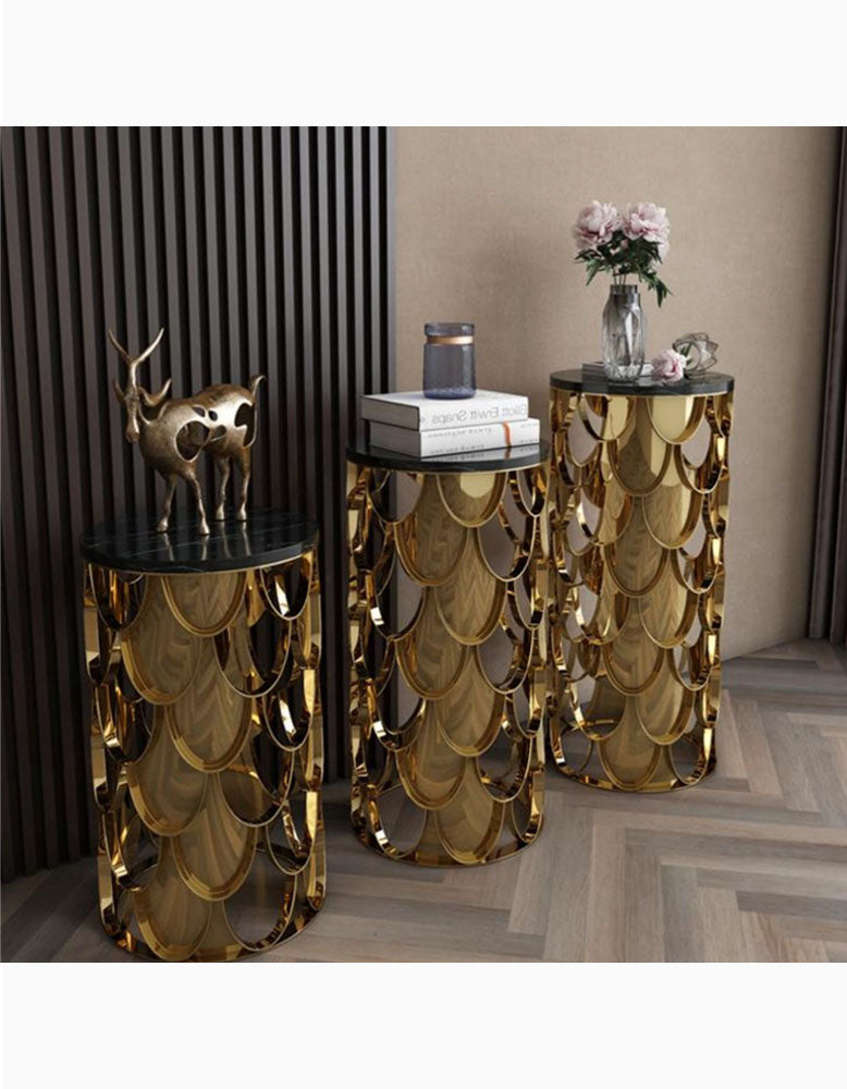 Gold Nesting Coffee Table, Marble – DC Concept