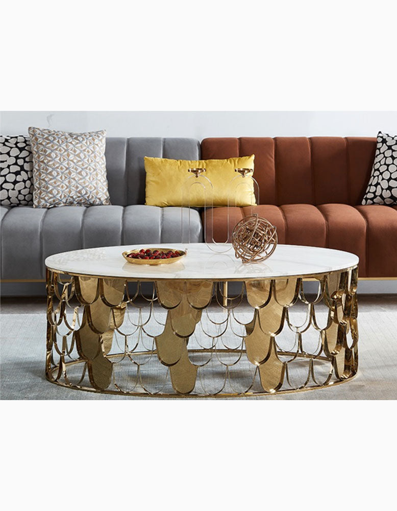 Gold Nesting Coffee Table, Marble｜ DC Concept