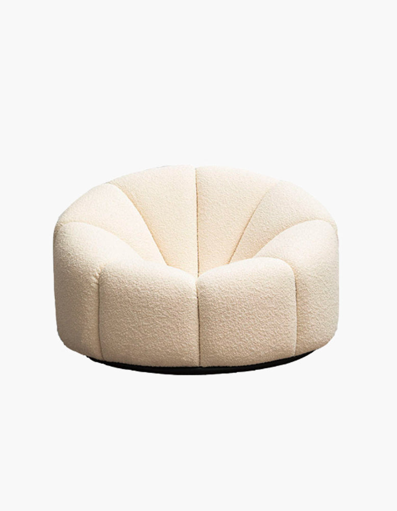 Celine Pumpkin Round Armchair, White Boucle｜ DC Concept