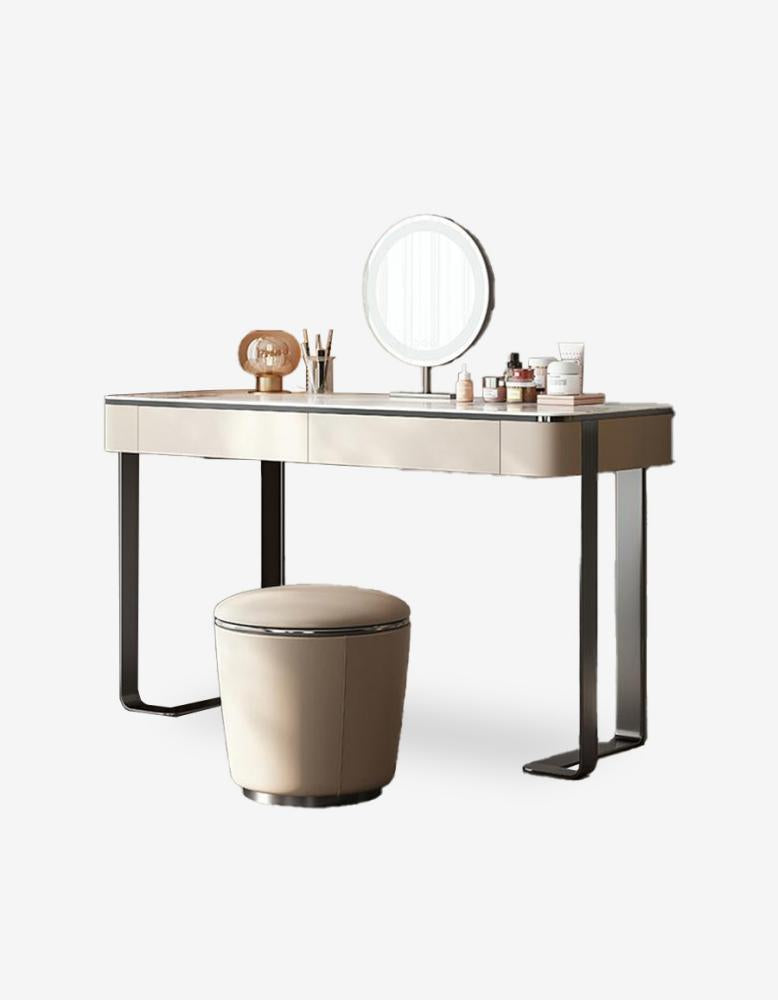 Hamlin Dressing Table With Mirror, Sintered Stone