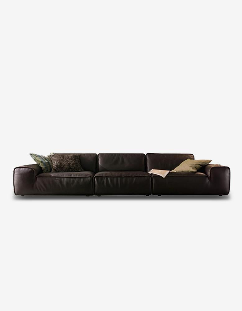 Glover Three Seater Sofa, Black Leather
