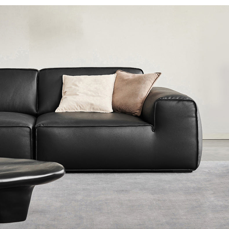 Glover Three Seater Sofa, Black Leather