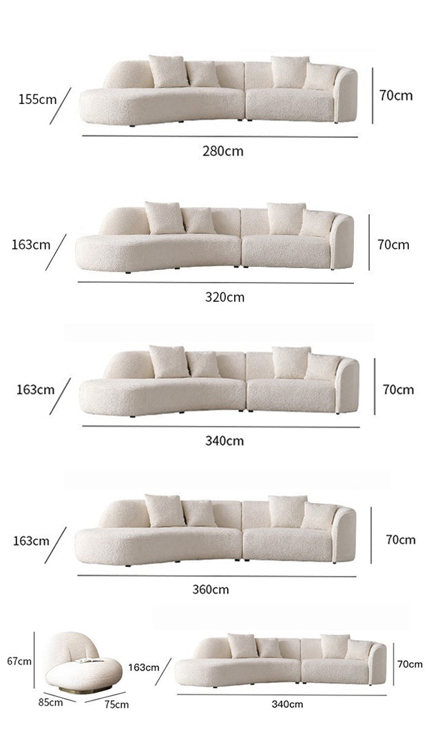 Goldie Three Seater Sofa, Boucle, White