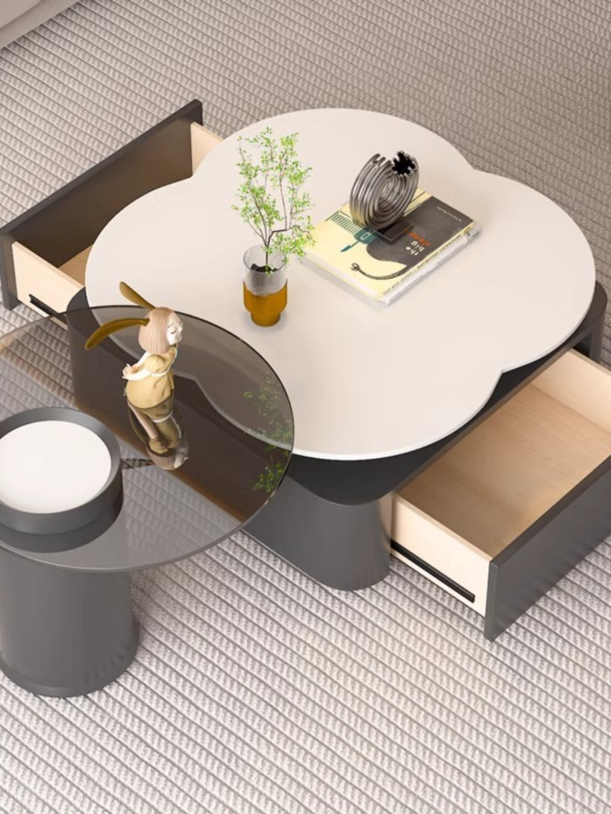 Aroma Flower Nesting Coffee Table, White Top｜ DC Concept