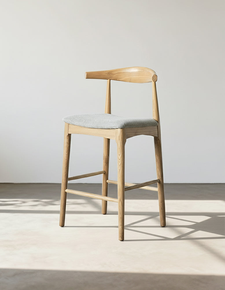 Hans Wegner CH32 Bar Stool, Oak/ Rosewood, Linen