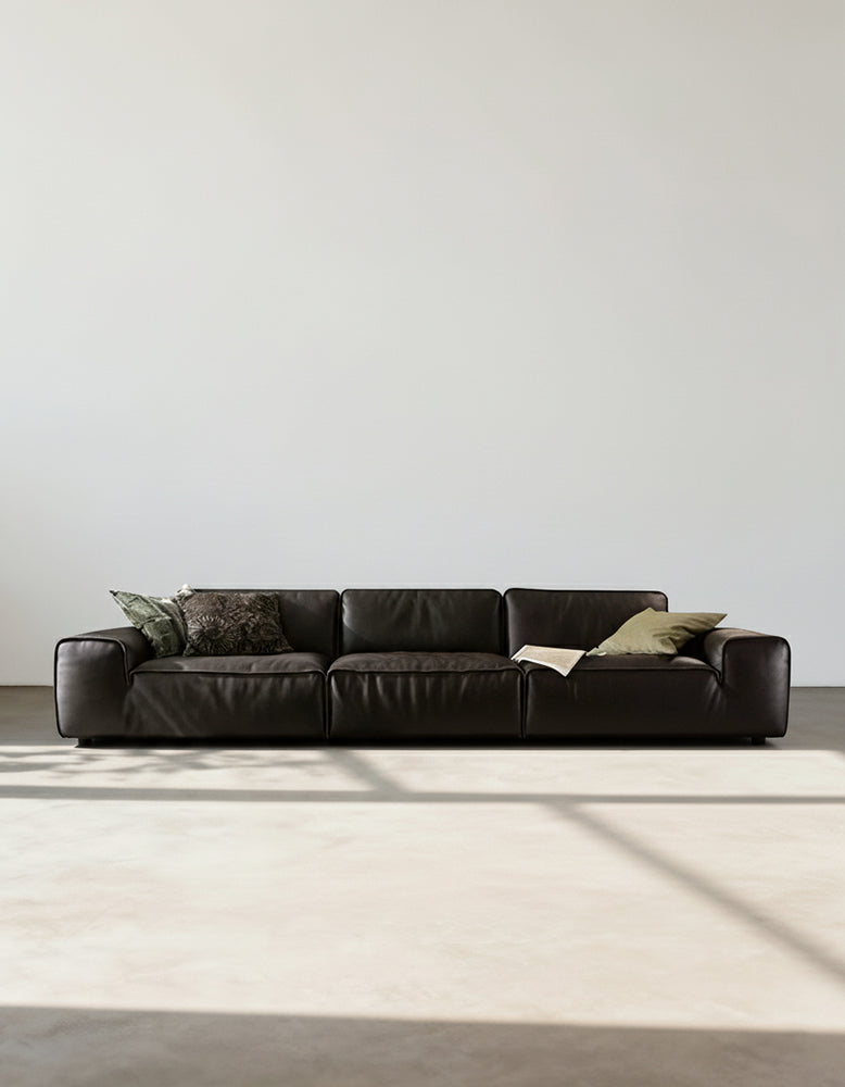 Glover Three Seater Sofa, Black Leather