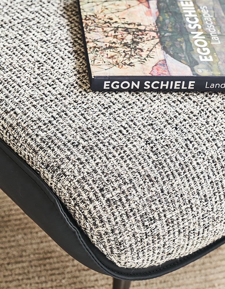 Diakite Armchair With Footstool, Linen & Leather