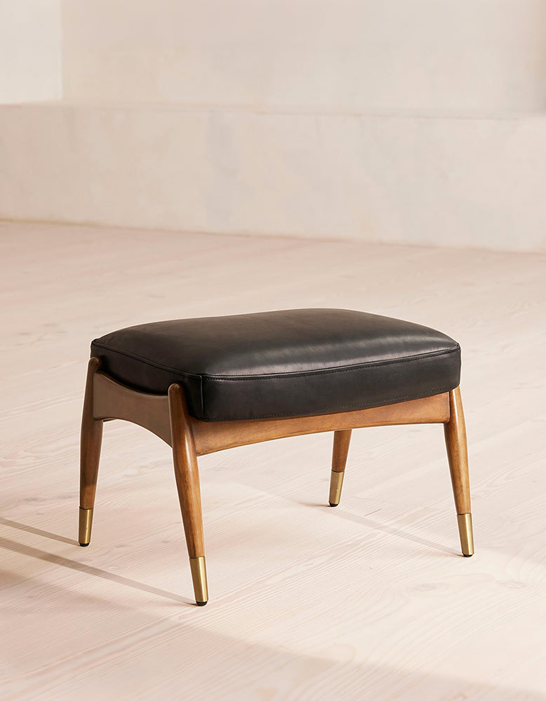 Aizawa Lounge Chair With Footstool, Real Leather