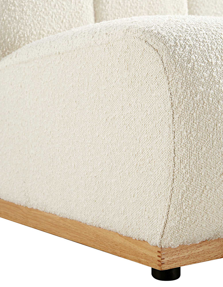 Zafar Modular Sofa, Armless Curved Sofa, White Boucle