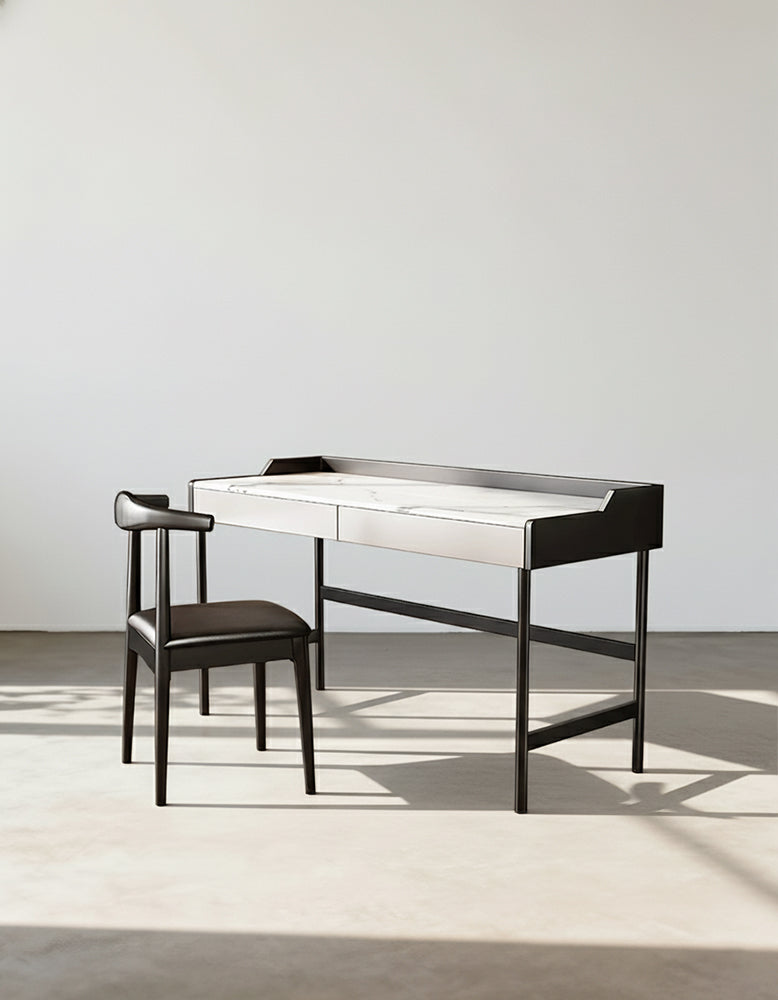 Zuriel Office Desk, White Sintered Stone