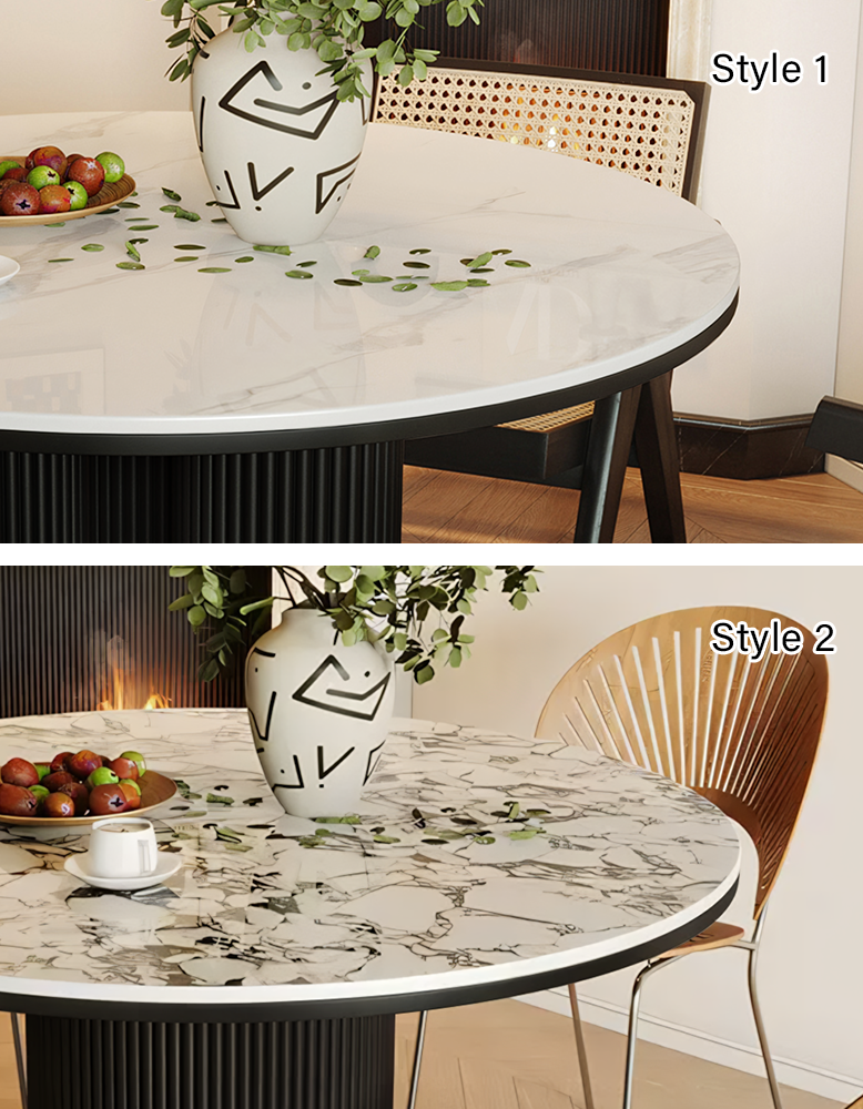 Jean Round Dining Table, White & Black