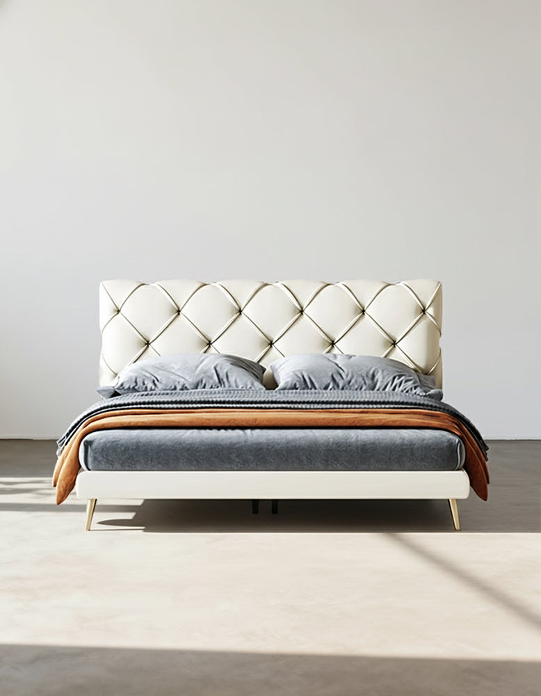 Baal King Size / Super King Size Bed, Leather, With Beside Table