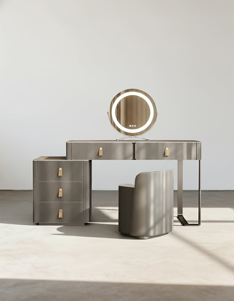 Modern Grey Dressing Table with LED Mirror for Bold Spaces small dressing tables | DC Concept Modern Grey Dressing Table with LED Mirror for Bold Spaces small dressing tables | DC Concept