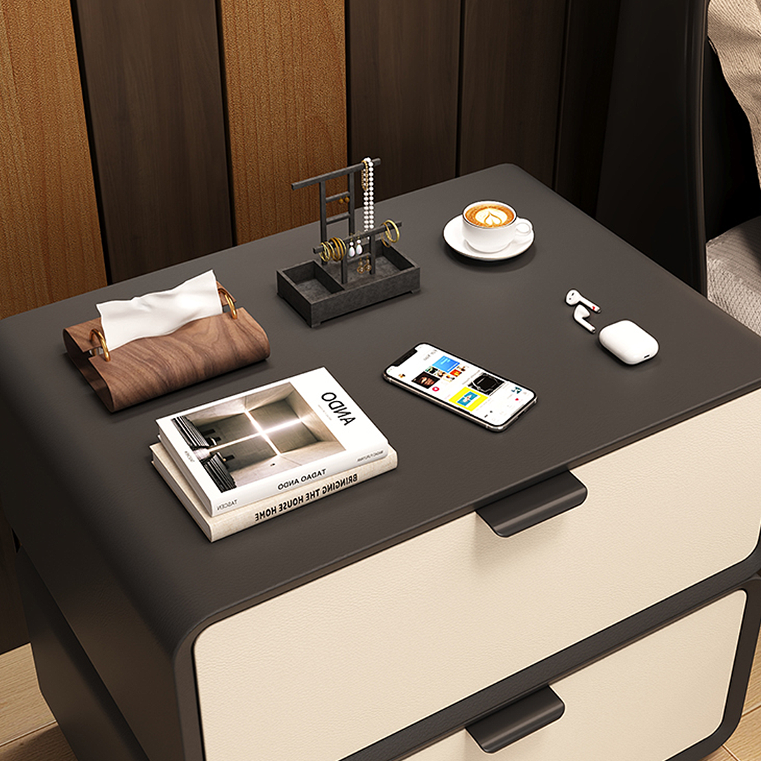 Adonis Bedside Table, Black & Cream