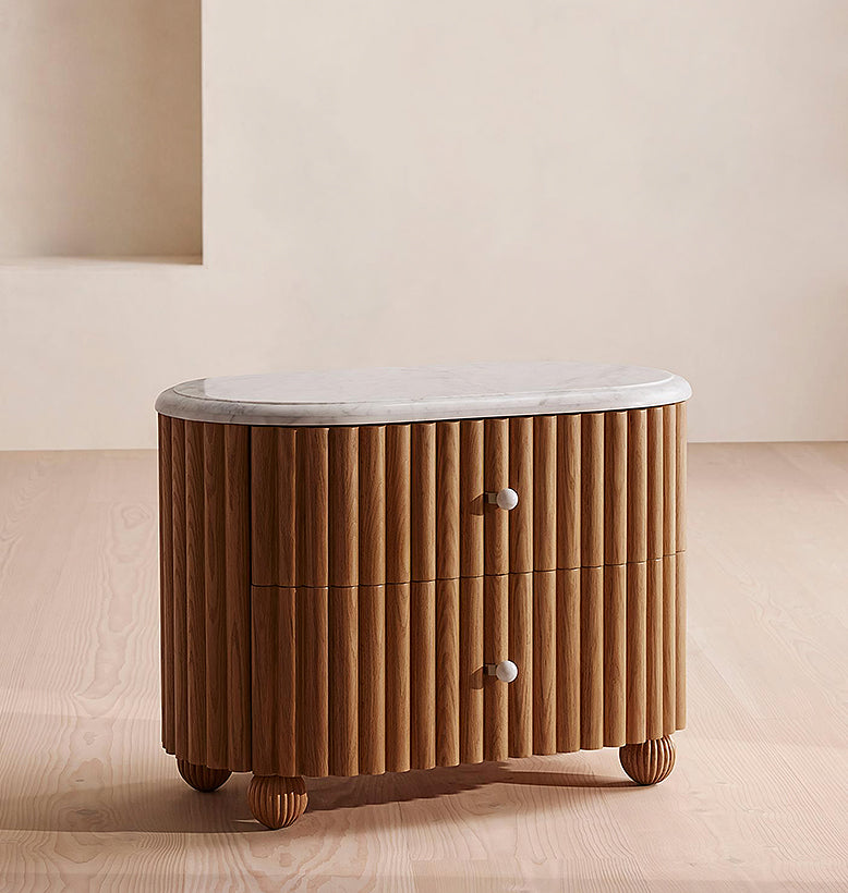 Ava Rounded Rectangle Bedside Table | Marble Bedside Table – DC Concept