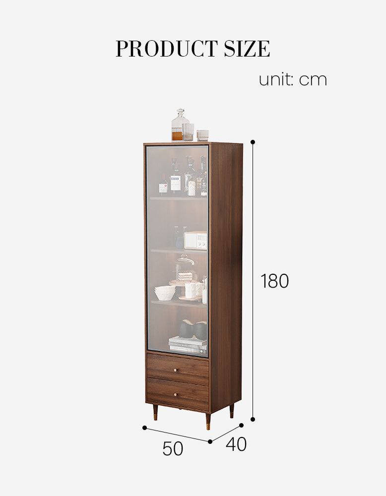 Pahlavi Wine Storage With Glass Door & Wine Rack, Solid Wood