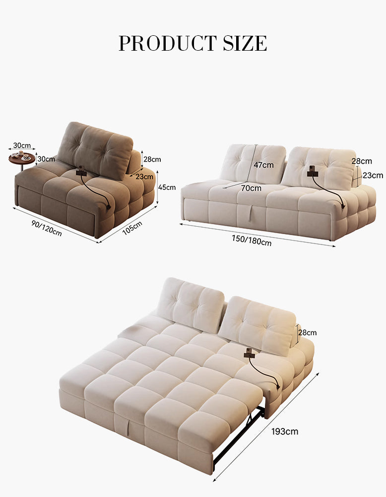 Ivanov Two Seater Sofa Bed, With Side Smart Phone Holder