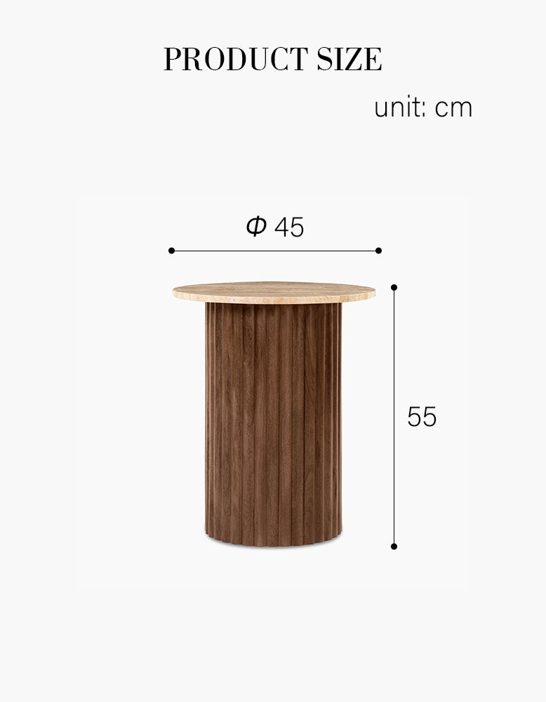Sweeney Round Side Table, Travertine
