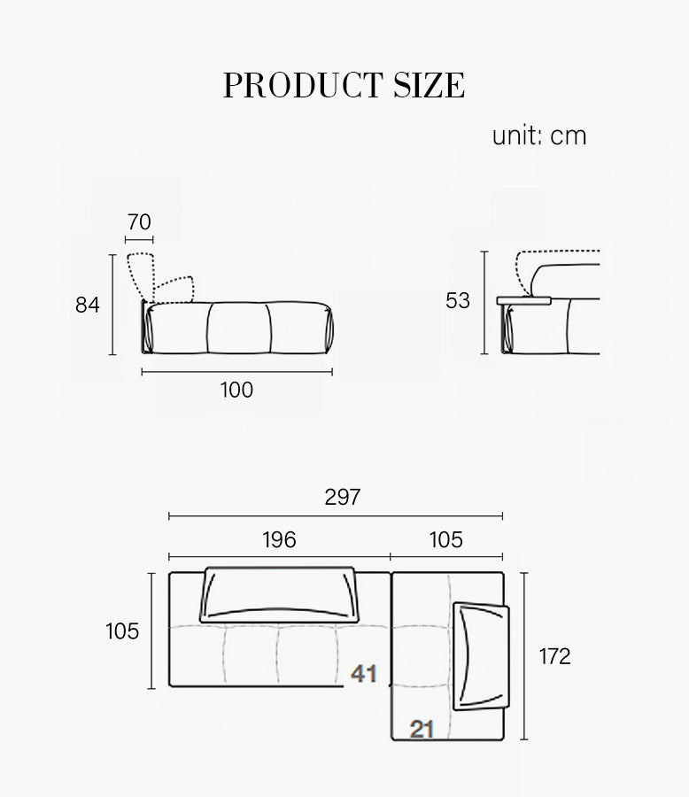 Vasquez Three Seater Corner Sofa, Modular Sofa, Real Leather