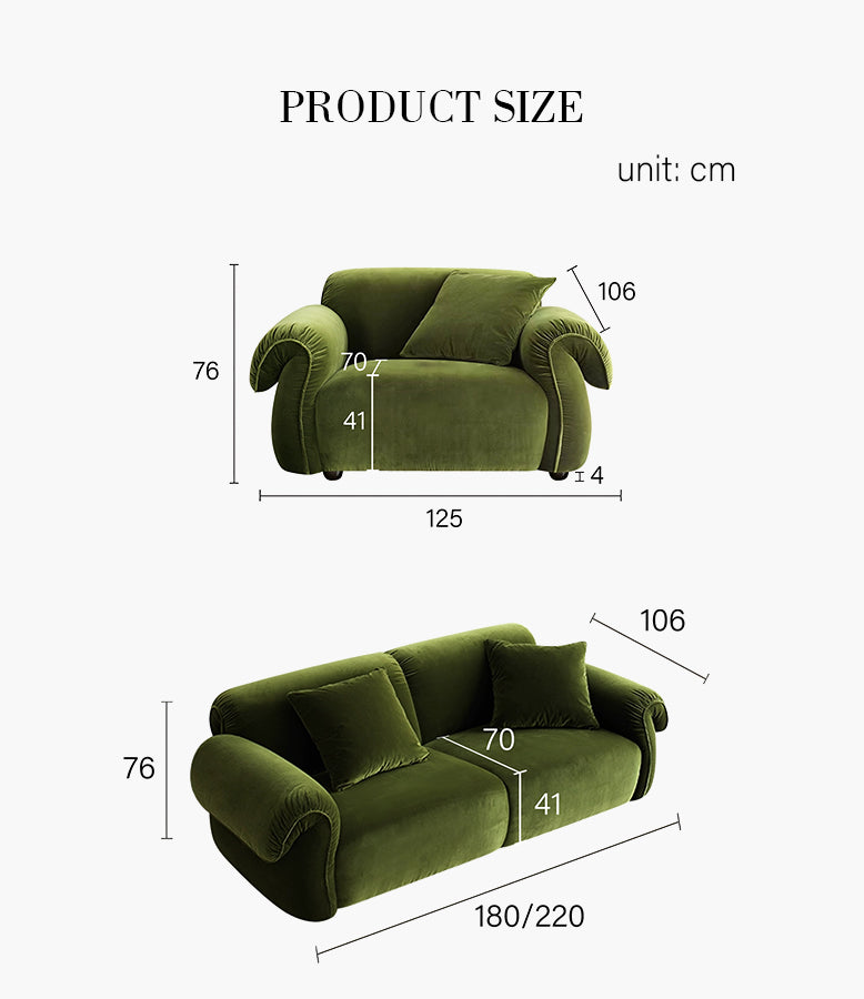 Mitchell Two Seater, Three Seater Sofa, Green Flannelette