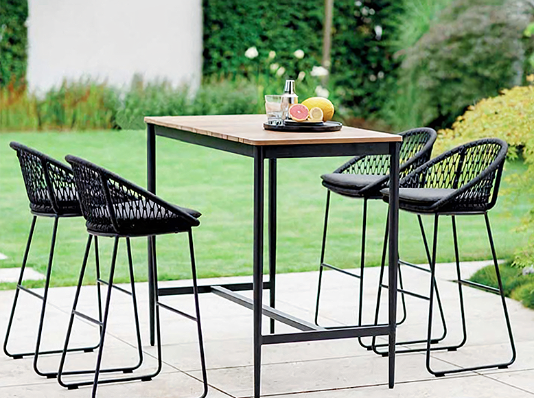 Dmitry Outdoor Garden Table and bar Stool Set