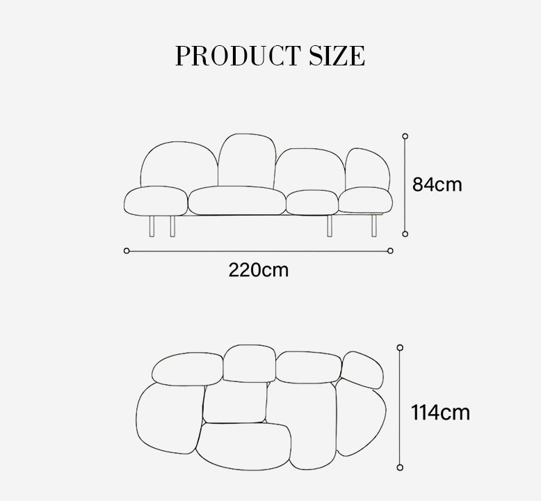 Carter Three Seater Sofa, Fluffy Cloud Sofa, Irregular Sofa