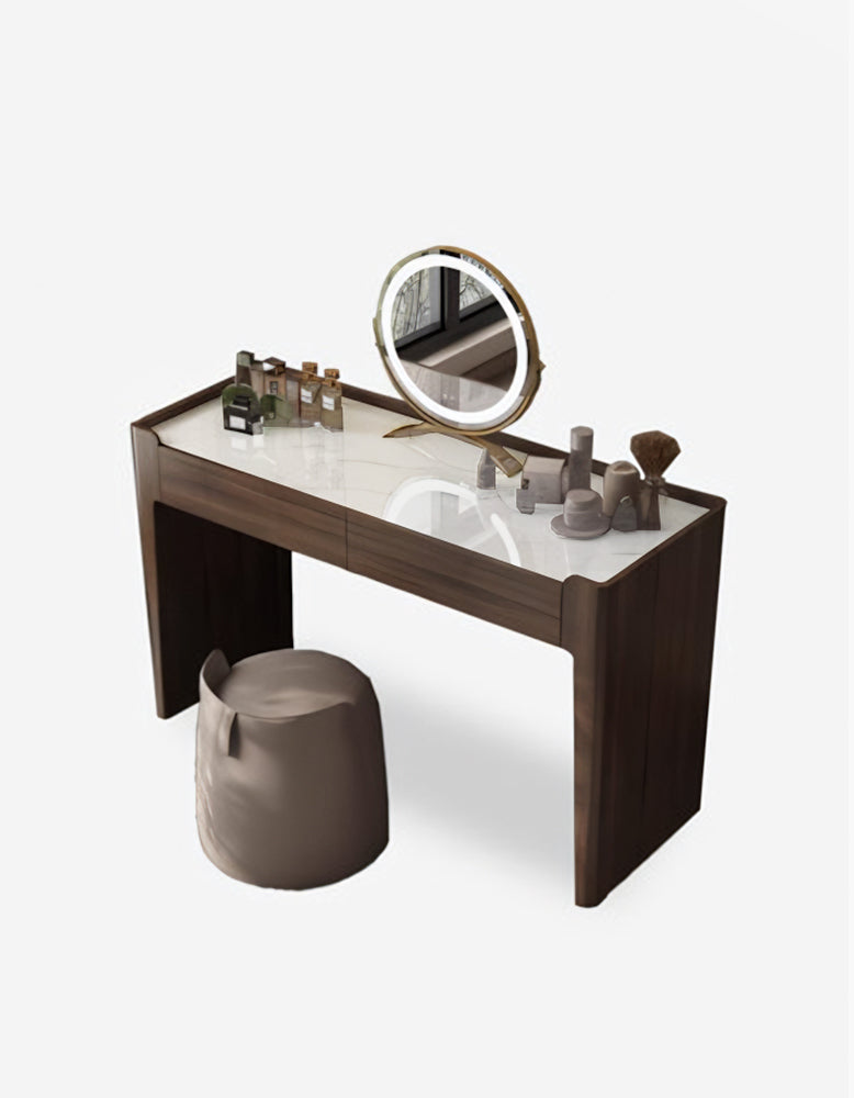 Hatcher Dressing Table With Mirror, Sintered Stone