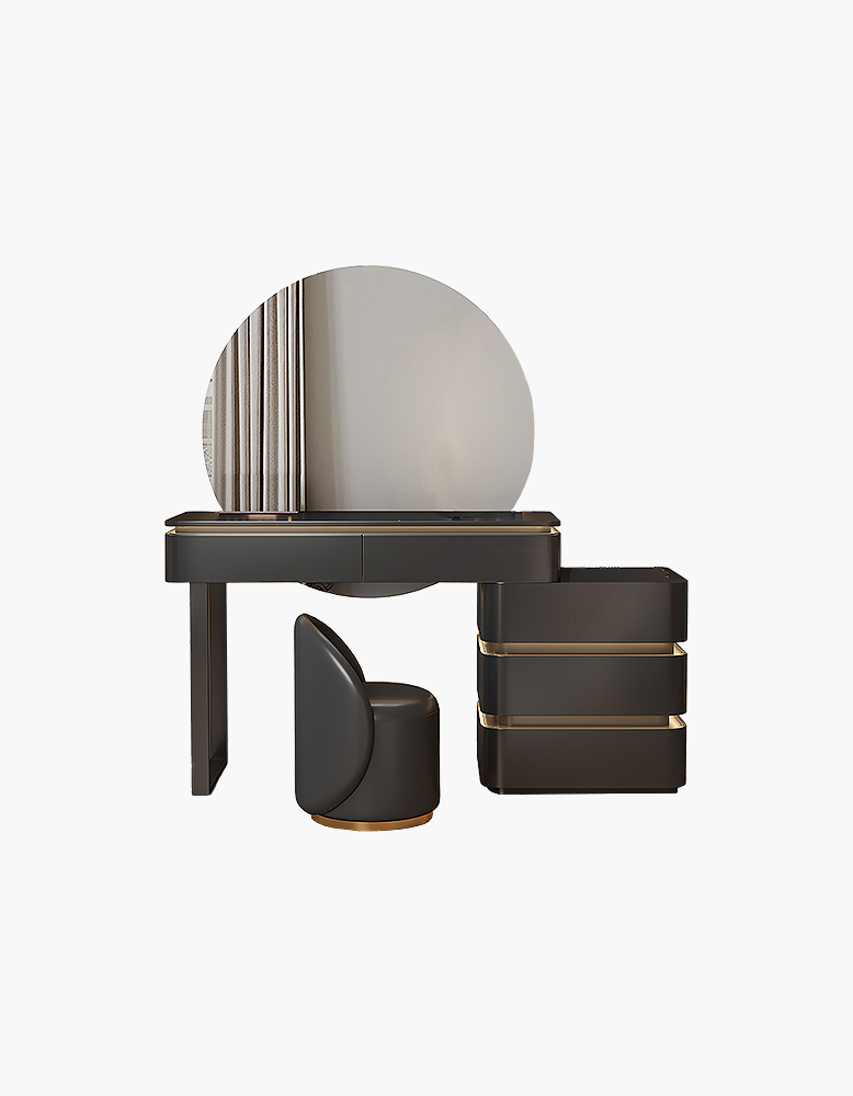 Martina Dressing Table With LED Mirror, Black Wood1