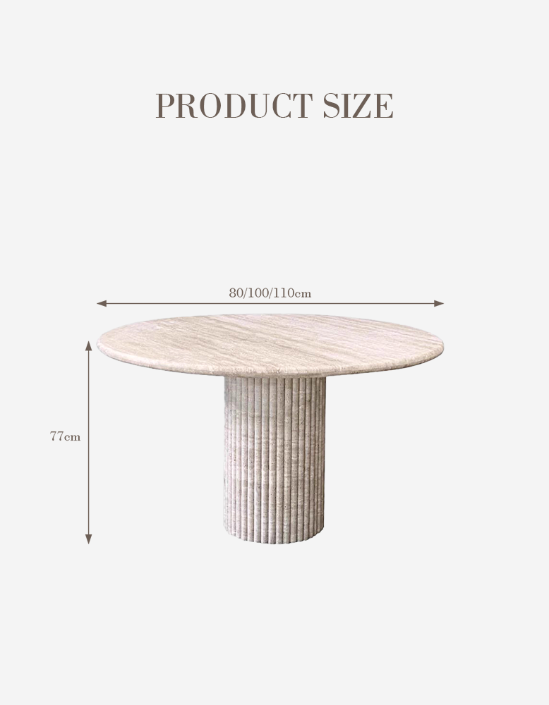 Callista Round Dining Table, Marble (Travertine)