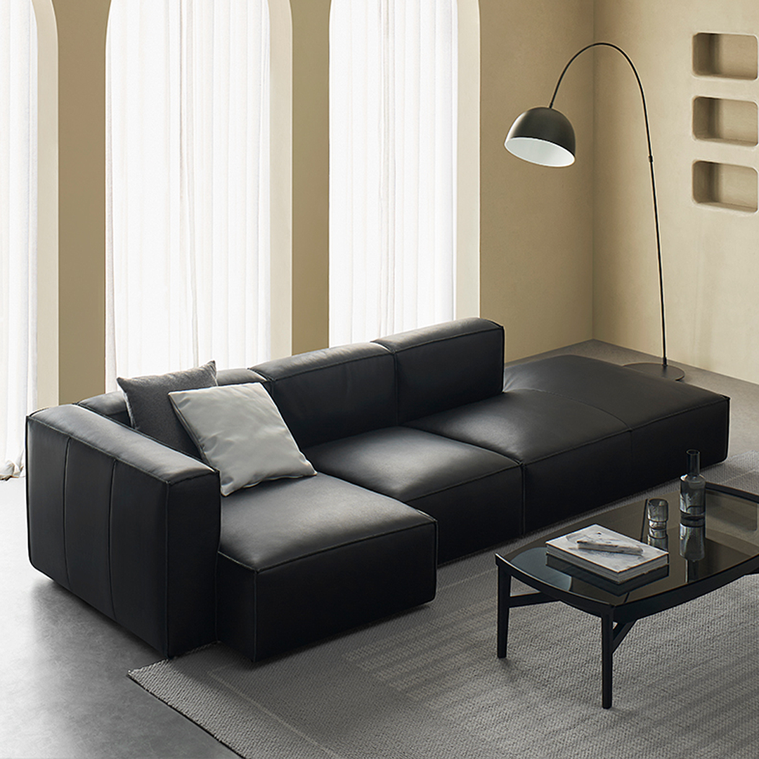 Hebe Three Seater / Four Seater Corner Sofa, Real Leather