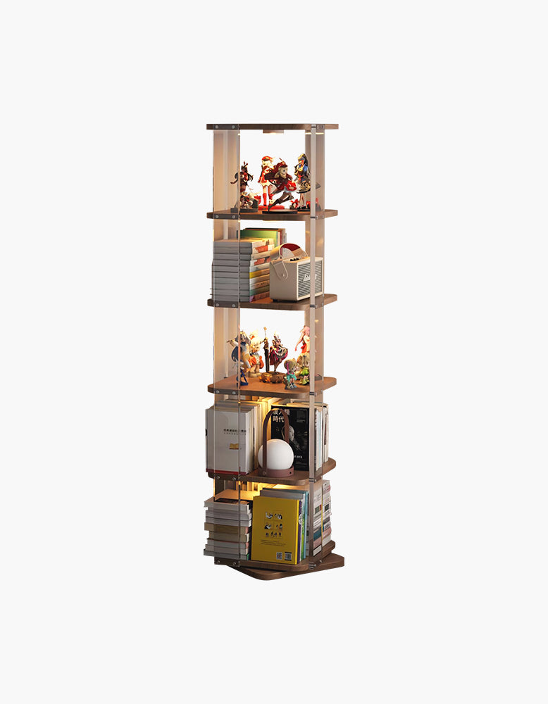 Amato Rotating Bookshelf, Freestanding Shelving Unit, Solid Wood