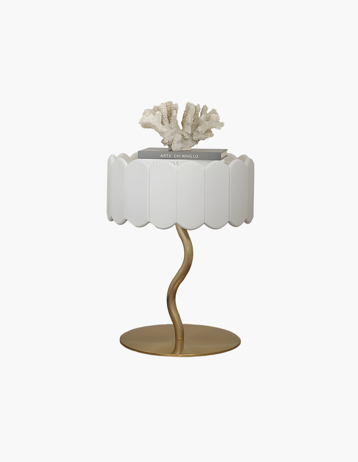 Sofia Art Deco Side Table, White & Gold