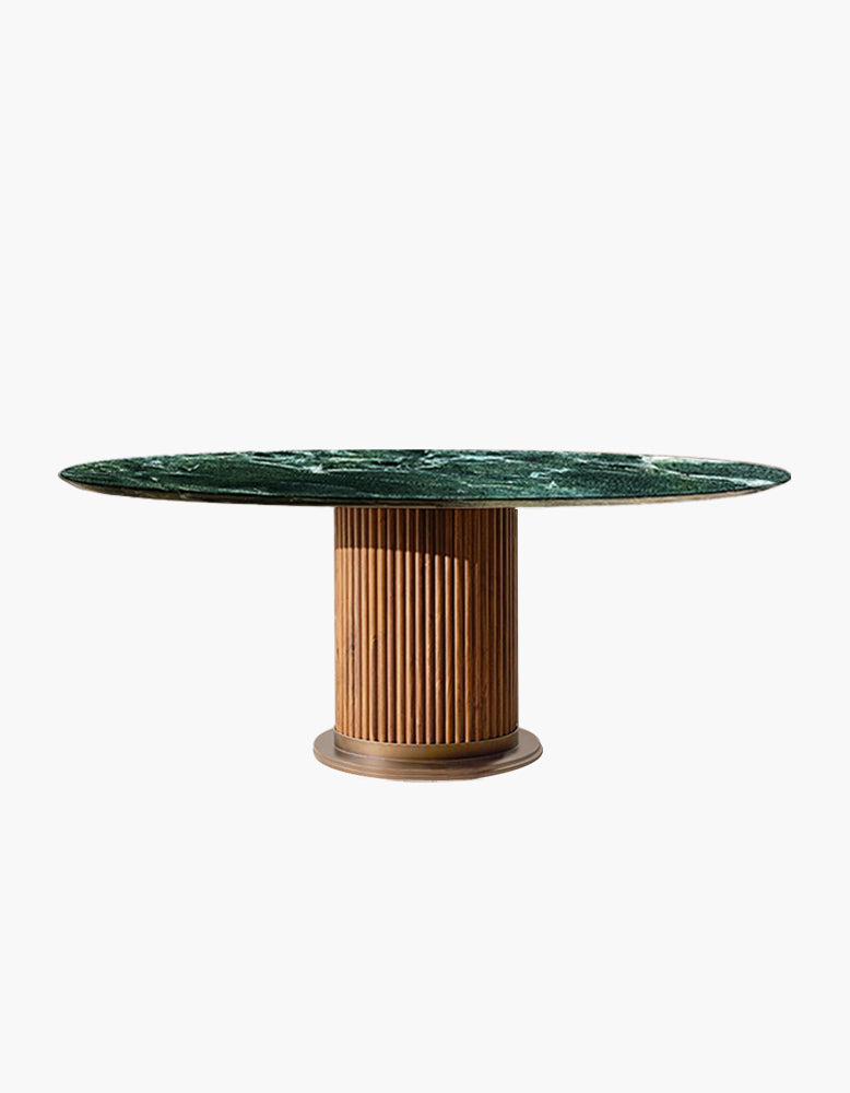 Murcell Oval Dining Table, Brazilian Green Marble