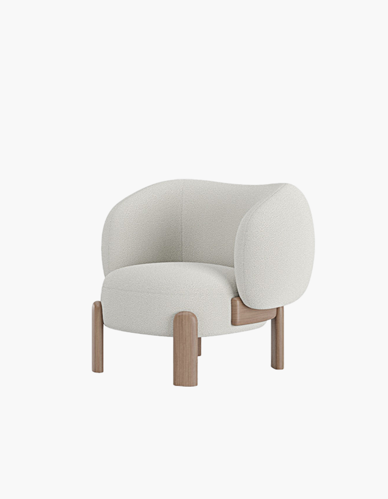 Thelonious Boucle Armchair, White Armchair