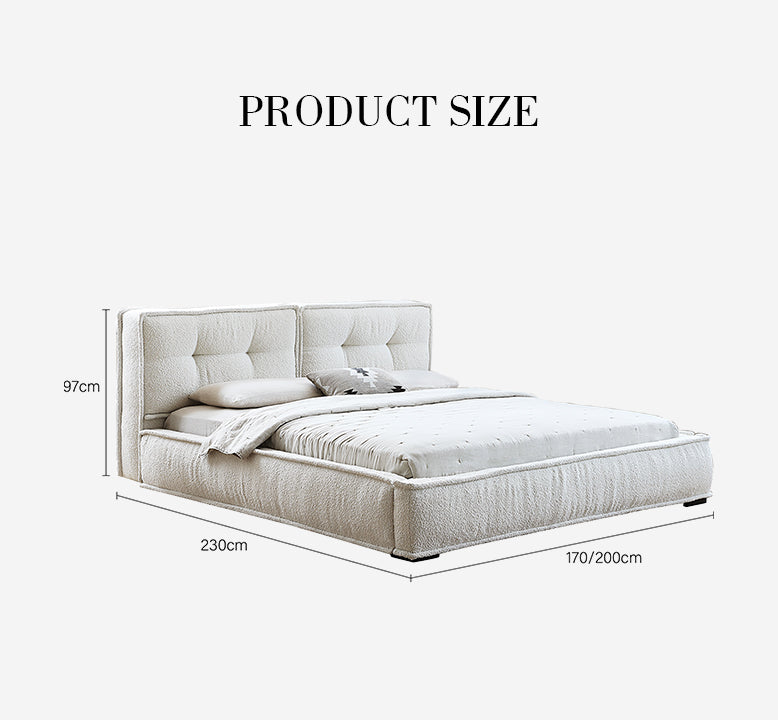 Yuki King Size Bed, Super King Size, No Storage, White