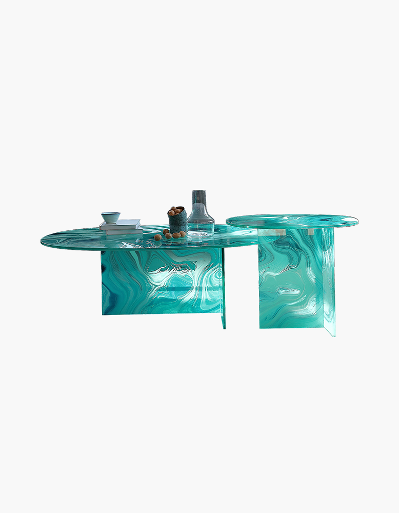 Leila coffee tables glass coffee table, Green