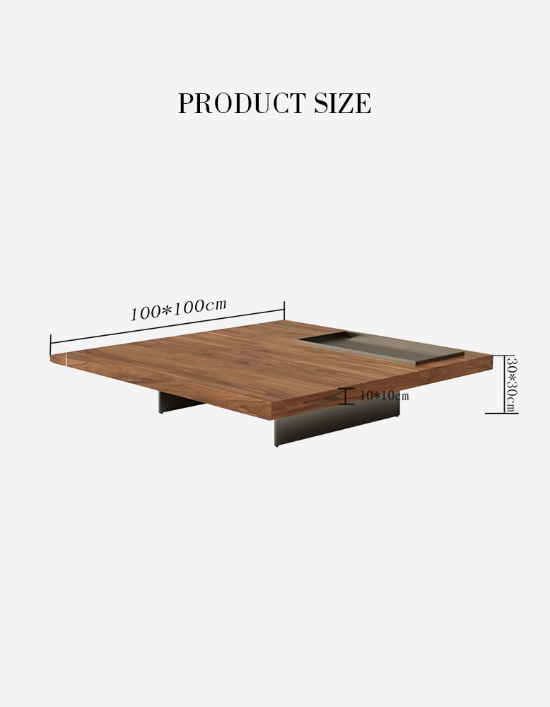 Alma Square Coffee Table, Solid Wood