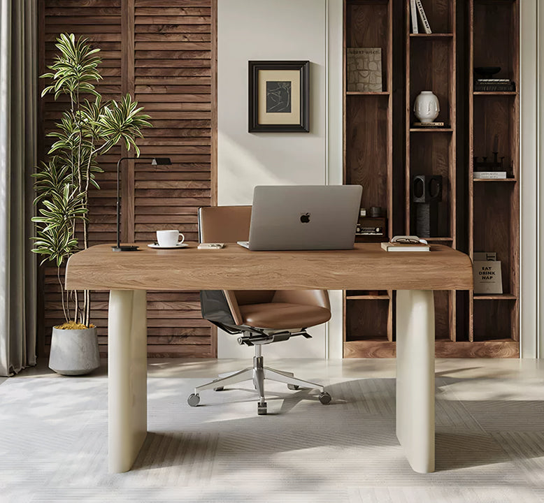 Baker Office Desk With Drawers, Solid Wood