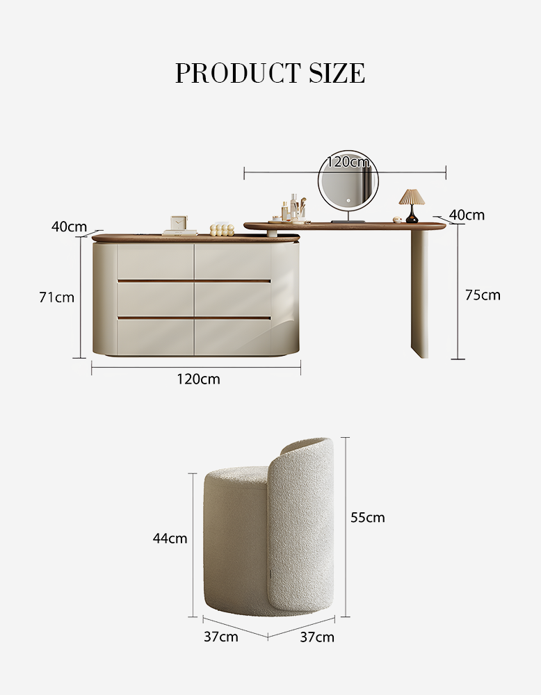 Catalina Corner Dressing Table With Mirror, Solid Wood