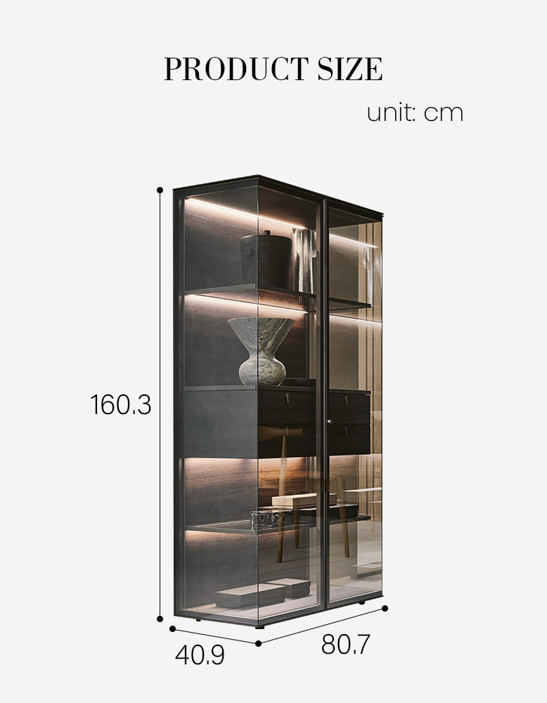 Galvez Akhtar Pahlavi Wine Storage With Glass Door, Display Cabinet