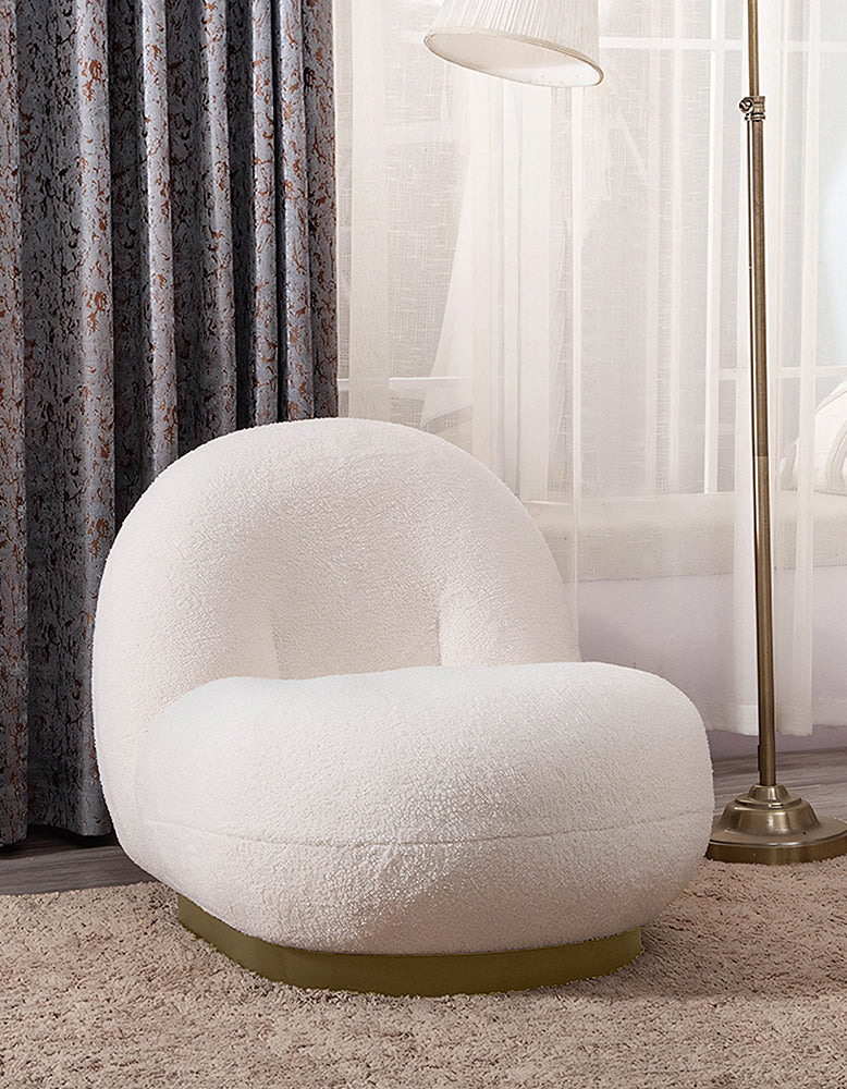 Classic Boucle Pacha Lounge Chair, Gold Base