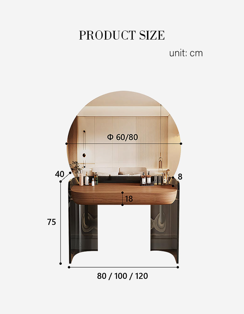 Grant Dressing Table With Big LED Mirror, Walnut & Black